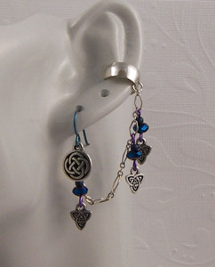 Celtic Purple Earcuff and Matching Earring in Sterling Silver & Niobium