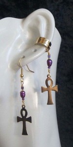 Ankh Fresh Water Pearl Single ear cuff and earring set by KCDragonfly 2 150x300