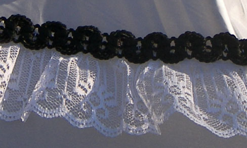 KC Dragonfly - Black and White Mae West wedding parasol - lace detail