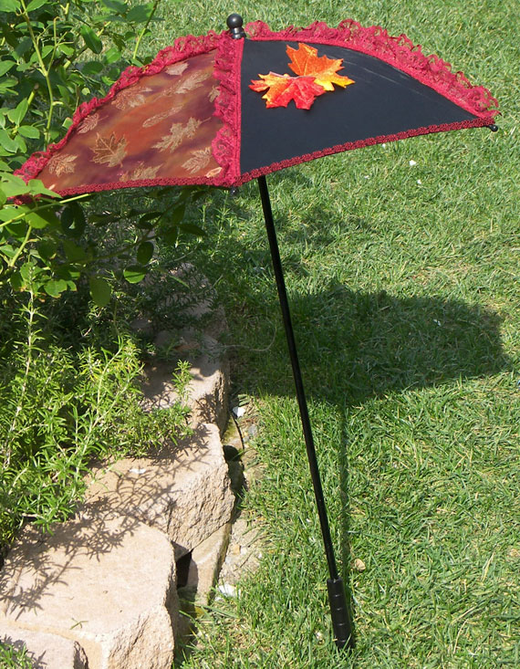 KC Dragonfly - Autumn Leaves Parasol - side view open