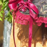 KC Dragonfly- Burgundy Boudier Parasol - with bow tied