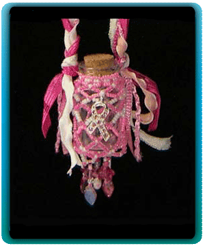 KC Dragonfly - Breast Cancer Tribute beaded bottle - closeup