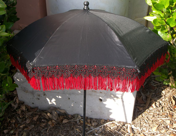 black red fringed parasol top by KCDragonfly