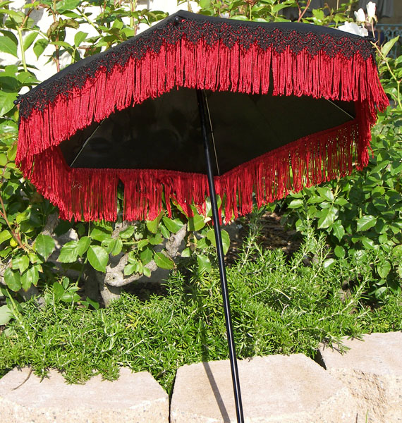 black red fringed parasol upright slanted by KCDragonfly
