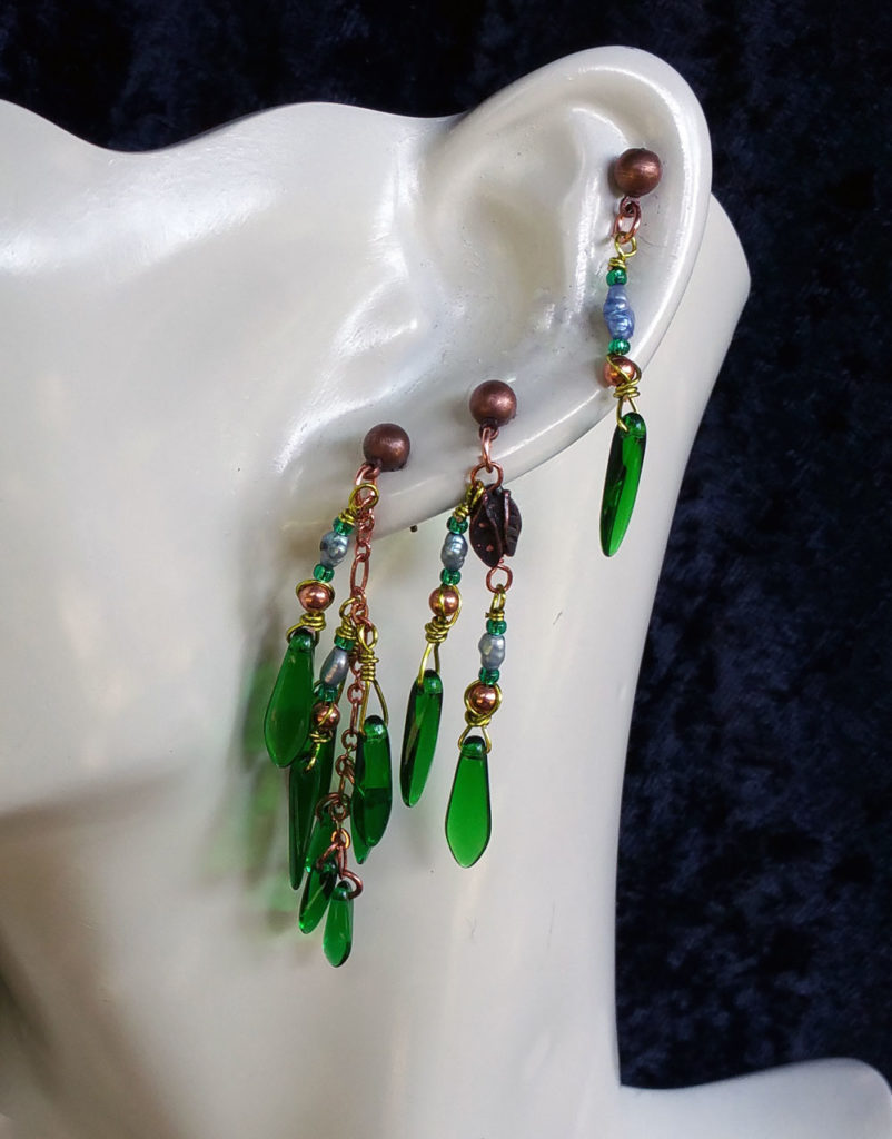 seaweed multi pierced earring set 2 by KC Dragonfly