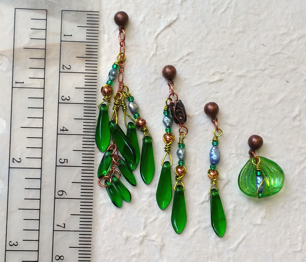seaweed multi pierced earring set 4 by KC Dragonfly