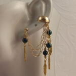 11 Azurite and Malachite Feather earcuff and earring set side view
