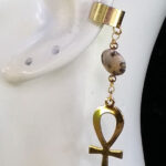 16 Ankh Ear cuff – choice of stone – picture jasper on display