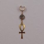 KC Dragonfly ankh single earcuff with changeable stone
