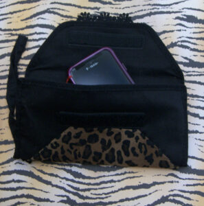 KC Dragonfly Leopard Print Cell Phone Purse with phone
