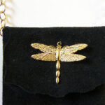 KC Dragonfly Little Black and Gold Dragonfly Pouch top detail