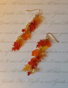 KC Dragonfly - fall leaf and crystal earrings 3