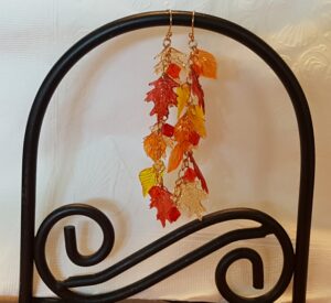KC DRagonfly - fall leaf and crystal earrings 4